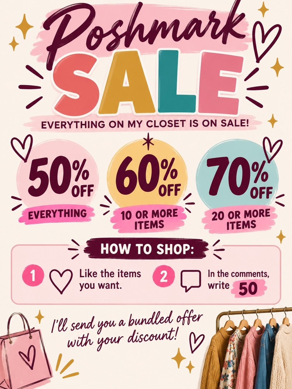 Sale Promotional Poster - Pink, Teal, Yellow